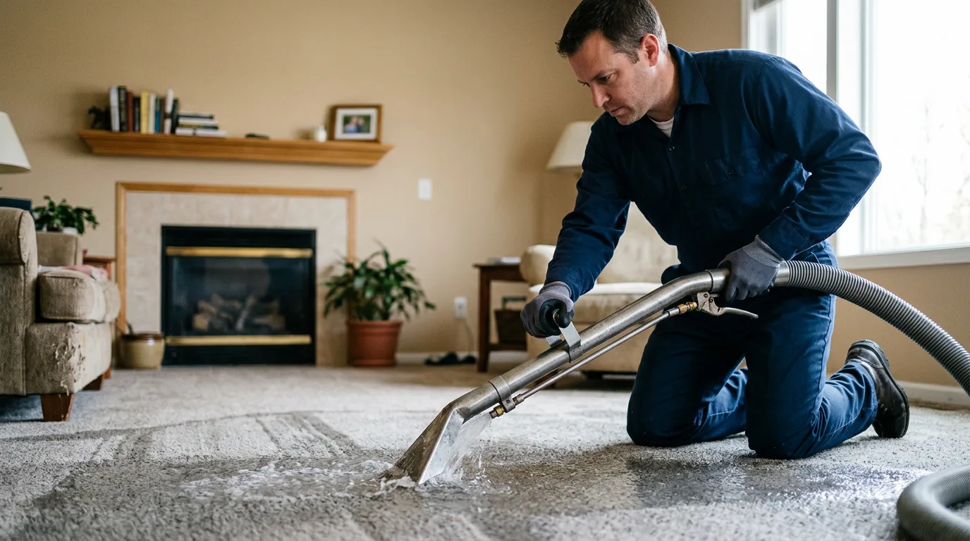 Water damage restoration technician working near Hall, MT